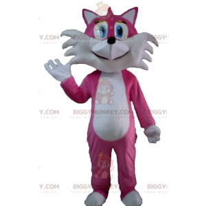 Costume da mascotte BIGGYMONKEY™ volpe rosa e bianca carino e