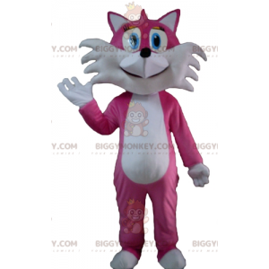 Söt och flirtig rosa och vit räv BIGGYMONKEY™ maskotdräkt -