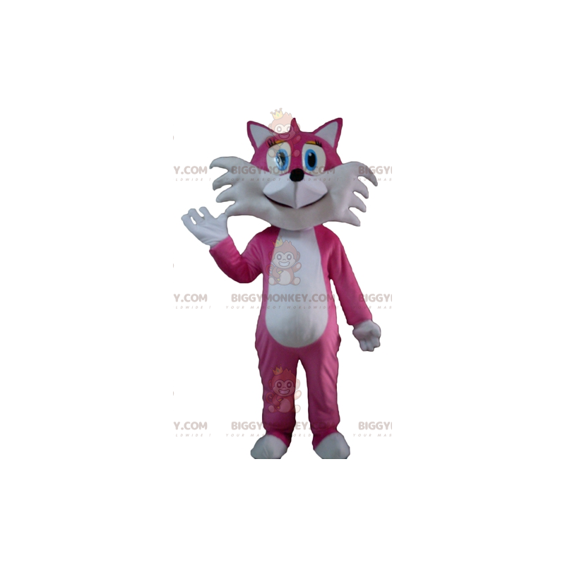 Bonito y coqueto disfraz de mascota BIGGYMONKEY™ de zorro rosa Bonito y coqueto disfraz de mascota BIGGYMONKEY™ de zorro rosa