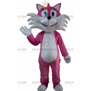 Χαριτωμένη και φλερτί ροζ και λευκή αλεπού BIGGYMONKEY™ μασκότ
