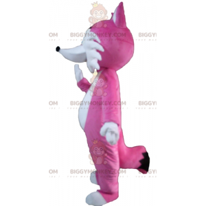 Χαριτωμένη και φλερτί ροζ και λευκή αλεπού BIGGYMONKEY™ μασκότ