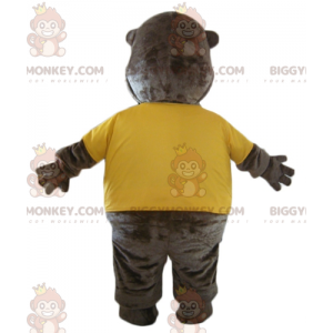 Costume mascotte BIGGYMONKEY™ castoro marrone con t-shirt