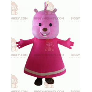 Pink Teddy BIGGYMONKEY™ Mascot Costume with Dress -
