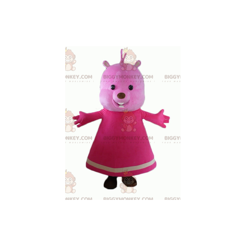 Traje de mascote rosa Teddy BIGGYMONKEY™ com vestido – Traje de mascote rosa Teddy BIGGYMONKEY™ com vestido –