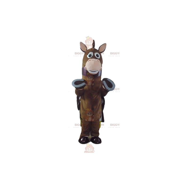 Costume de mascotte BIGGYMONKEY™ de cheval de poulain marron Costume de mascotte BIGGYMONKEY™ de cheval de poulain marron