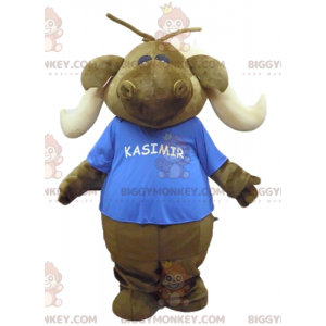 Brown Caribou Moose BIGGYMONKEY™ Mascot Costume with Blue