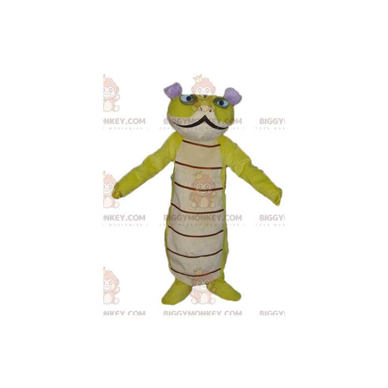 Costume de mascotte BIGGYMONKEY™ de serpent vert et blanc beau Costume de mascotte BIGGYMONKEY™ de serpent vert et blanc beau