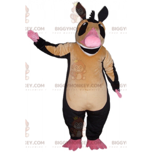 Velmi usměvavý hnědorůžový a černý tapírový kostým maskota