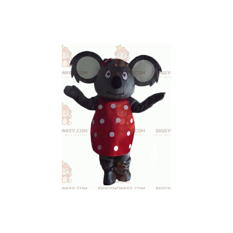 BIGGYMONKEY™ mascot costume of gray koala with red dress with