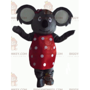 BIGGYMONKEY™ mascot costume of gray koala with red dress with