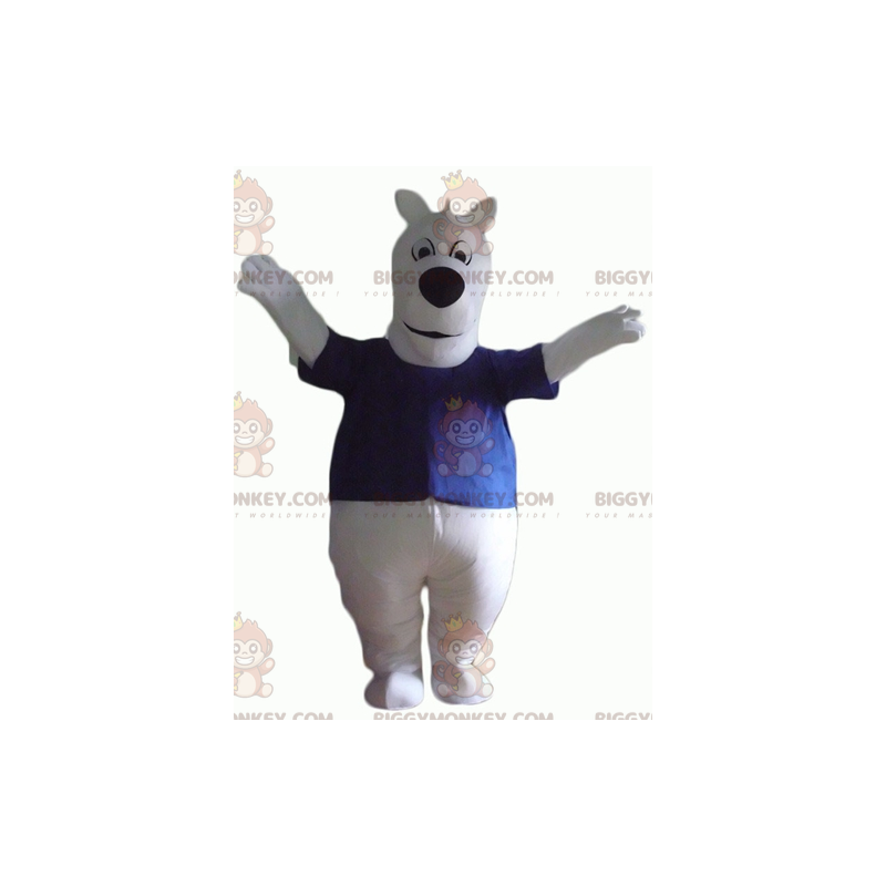 White Dog BIGGYMONKEY™ Mascot Costume With Cute Plump Blue