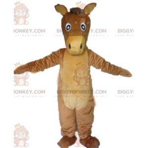 Kæmpe æsel brun og beige hest BIGGYMONKEY™ maskot kostume -