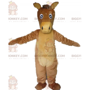 Traje de mascote de burro gigante marrom e cavalo bege