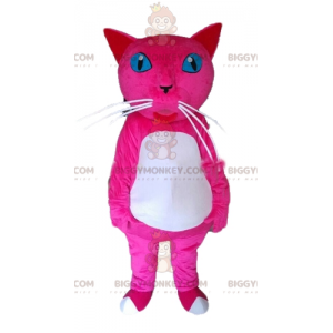 Kostium maskotka niebieskooki różowo-biały kot BIGGYMONKEY™ -