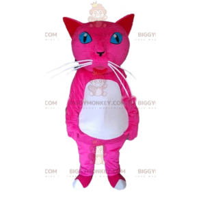 Blue Eyes Pink and White Cat BIGGYMONKEY™ Mascot Costume -