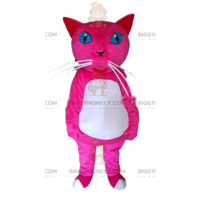 Blå øjne Pink og hvid kat BIGGYMONKEY™ maskot kostume - Kattemasker - BIGGYMONKEY_03090 - BiggyMonkey.com