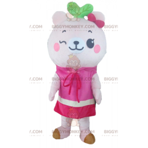 Costume da mascotte rosa Teddy BIGGYMONKEY™ con vestito -
