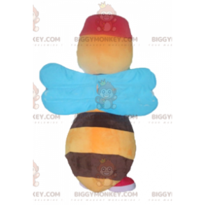 BIGGYMONKEY™ Mascot Costume Yellow and Brown Bee with Blue