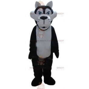 BIGGYMONKEY™ maskotdräkt som ser våldsamt ut, vit och svart
