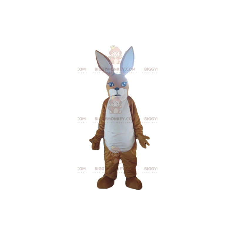 Traje de mascote de coelho canguru marrom e branco BIGGYMONKEY™