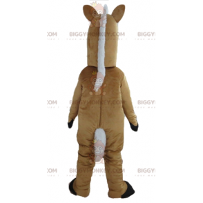 Kæmpe smilende brun og hvid hest BIGGYMONKEY™ maskotkostume -
