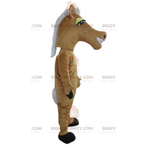 Kæmpe smilende brun og hvid hest BIGGYMONKEY™ maskotkostume -