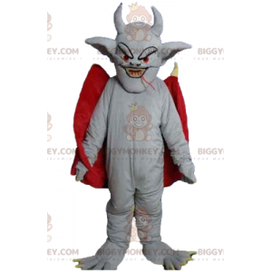 Traje de mascote cinza morcego diabo BIGGYMONKEY™ com capa