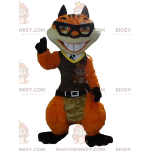Orange och vit rävkatt BIGGYMONKEY™ maskotdräkt med glasögon -