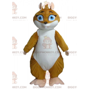 Brun och vit marsvin Groundhog BIGGYMONKEY™ maskotdräkt -