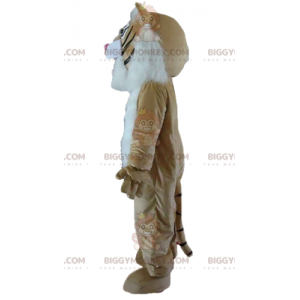 BIGGYMONKEY™ Geparden-Maskottchen-Kostüm, weiß-schwarz-braune