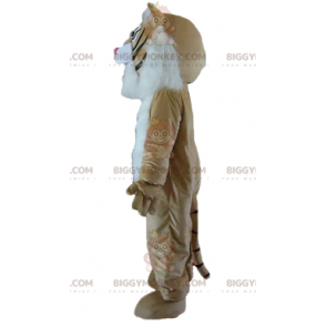 BIGGYMONKEY™ wit en zwart bruin kat cheetah mascotte kostuum -