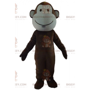 Zeer schattig bruin en wit aapje BIGGYMONKEY™ mascottekostuum -