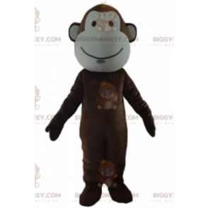 Very Cute Brown and White Monkey BIGGYMONKEY™ Mascot Costume –
