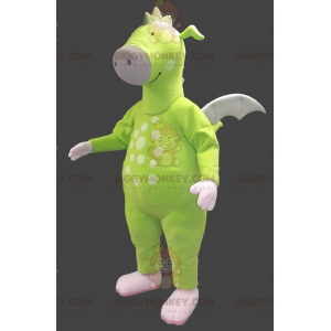 Disfraz de mascota Dragón verde neón BIGGYMONKEY™ -