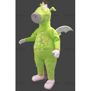 Kostým neonově zeleného draka BIGGYMONKEY™ maskota –