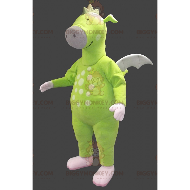 Costume da mascotte drago verde neon BIGGYMONKEY™ - Costume da mascotte drago verde neon BIGGYMONKEY™ -
