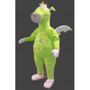 Kostým neonově zeleného draka BIGGYMONKEY™ maskota –