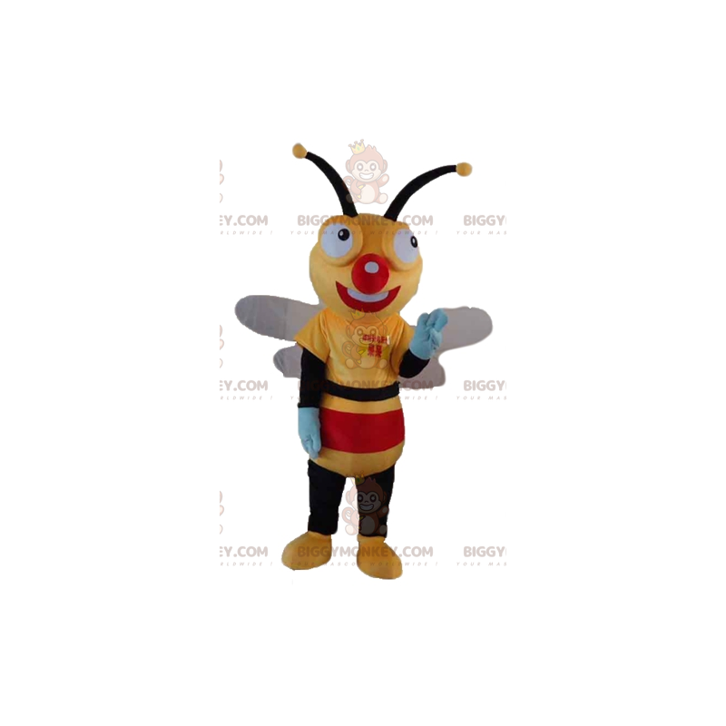 Disfraz de mascota BIGGYMONKEY™ de abeja amarilla, negra y roja Disfraz de mascota BIGGYMONKEY™ de abeja amarilla, negra y roja