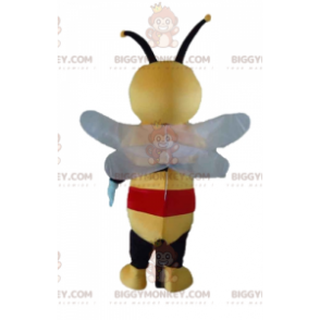 Costume de mascotte BIGGYMONKEY™ d'abeille jaune noire et rouge