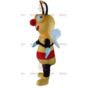 Meget smilende gul sort og rød bi BIGGYMONKEY™ maskotkostume -