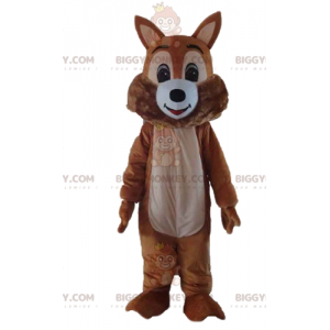 BIGGYMONKEY™ blødt og lodnet brunt og hvidt egern-maskotkostume