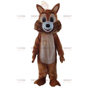 Kostým maskota BIGGYMONKEY™ měkké a chlupaté hnědé a bílé