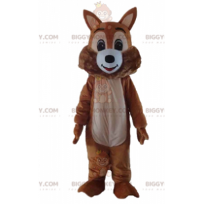 BIGGYMONKEY™ pehmeä ja karvainen ruskean ja valkoisen oravan maskottiasu - Orava-maskotit - BIGGYMONKEY_03126 - BiggyMonkey.com