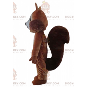Traje de mascote de esquilo marrom e branco macio e peludo