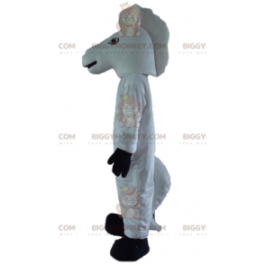 Traje de mascote de unicórnio de cavalo branco e preto