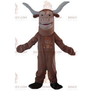 Braun-weißer Büffelbulle BIGGYMONKEY™ Maskottchen-Kostüm -