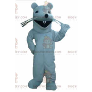 Meget smilende gnaver kæmpe hvid rotte BIGGYMONKEY™ maskot kostume - Mus maskot - BIGGYMONKEY_03131 - BiggyMonkey.com