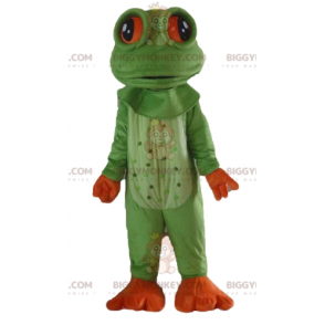 Meget realistisk grøn og orange frø BIGGYMONKEY™ maskotkostume - Frøen maskoter - BIGGYMONKEY_03134 - BiggyMonkey.com