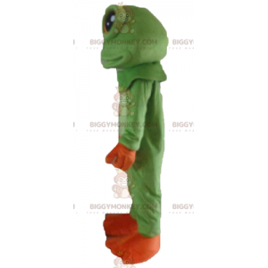Disfraz de mascota BIGGYMONKEY™ de rana verde y naranja muy