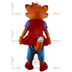BIGGYMONKEY™ Orange Cat and White Fox Mascot Costume Dressed Up